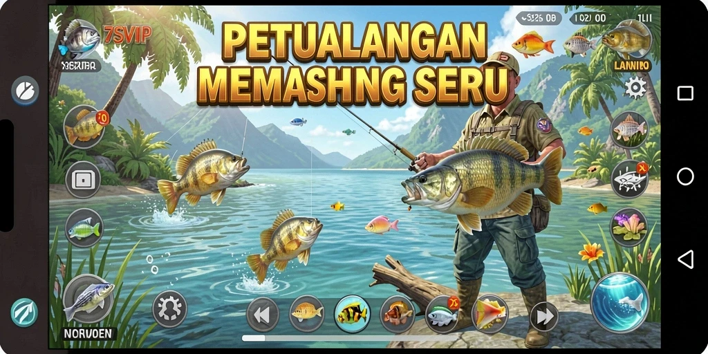 Screenshot utama 7SVIP menampilkan gameplay memancing yang seru.