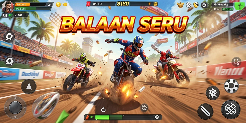 Tampilan gameplay aksi balap di 8180 yang menegangkan.