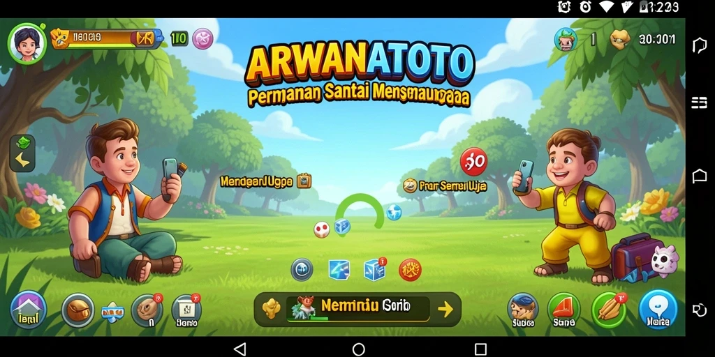 Tampilan gameplay ARWANATOTO yang ceria dan menghibur.