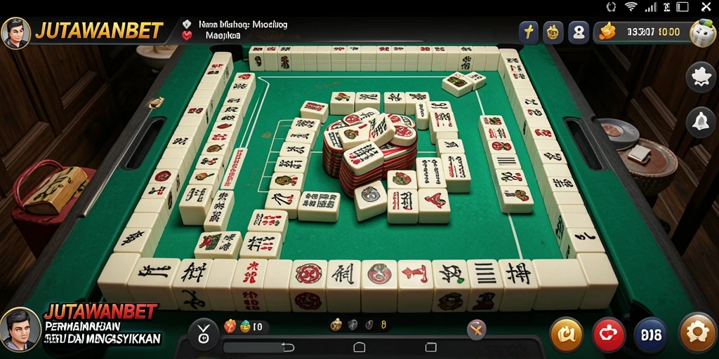 Tangkapan layar dari gameplay JUTAWANBET yang menunjukkan keseruan bermain Mahjong.