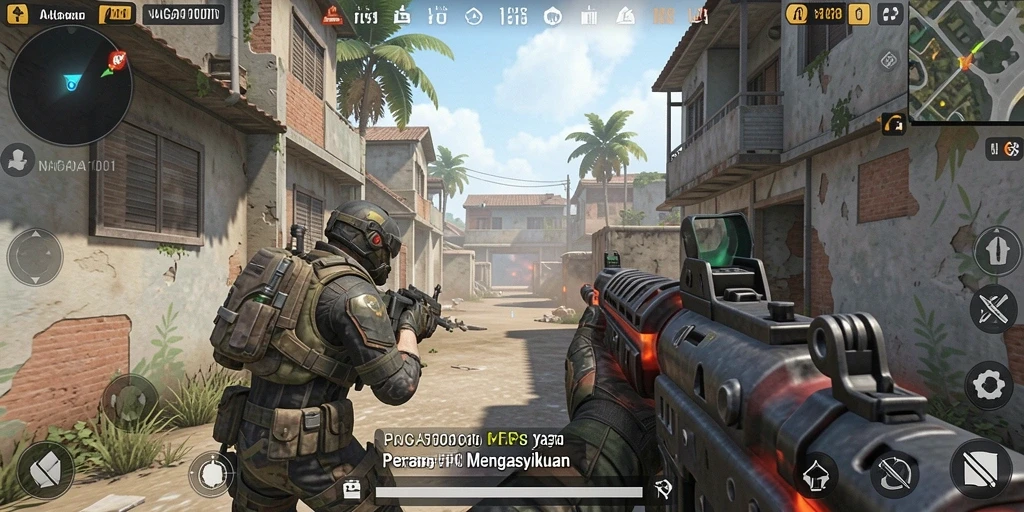 Tangkapan layar NAGA1001 menampilkan pertempuran mendebarkan dalam mode FPS.