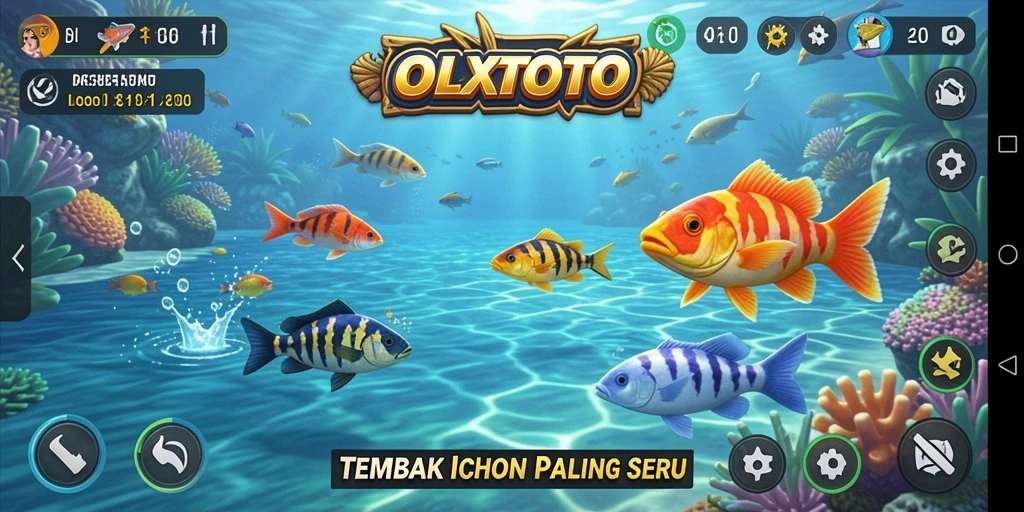 Screenshot gameplay OLXTOTO menampilkan aksi seru menangkap ikan.