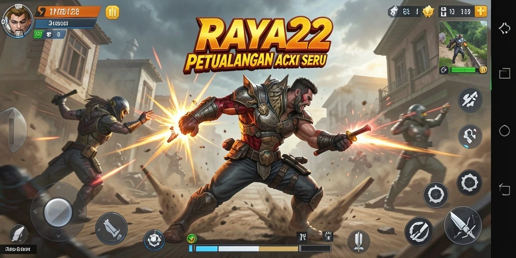 Screenshot gameplay RAYA22 yang menampilkan pertarungan epik.
