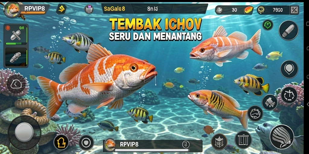 Tampilan menarik dari gameplay RPVIP8 Tembak Ikan yang penuh warna.