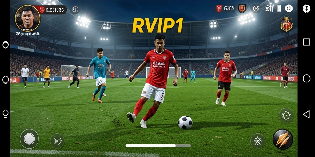 Tampilan gameplay RVIP1 yang menegangkan dan realistis dalam pertandingan sepak bola.