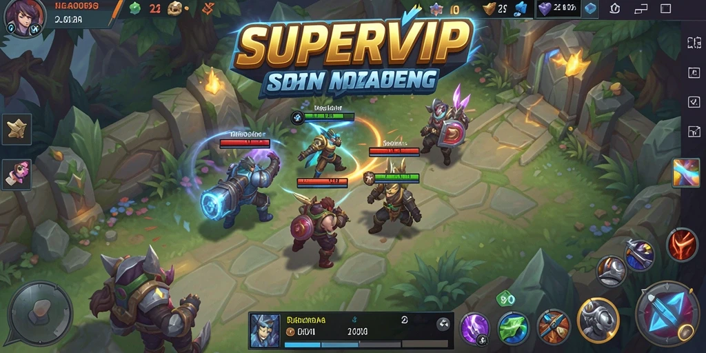 Screenshot gameplay SUPERVIP yang menunjukkan aksi seru para pahlawan.