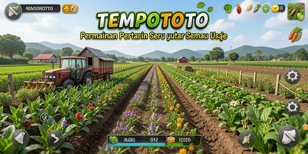 Tampilan gameplay TEMPOTOTO yang menarik saat bertani.