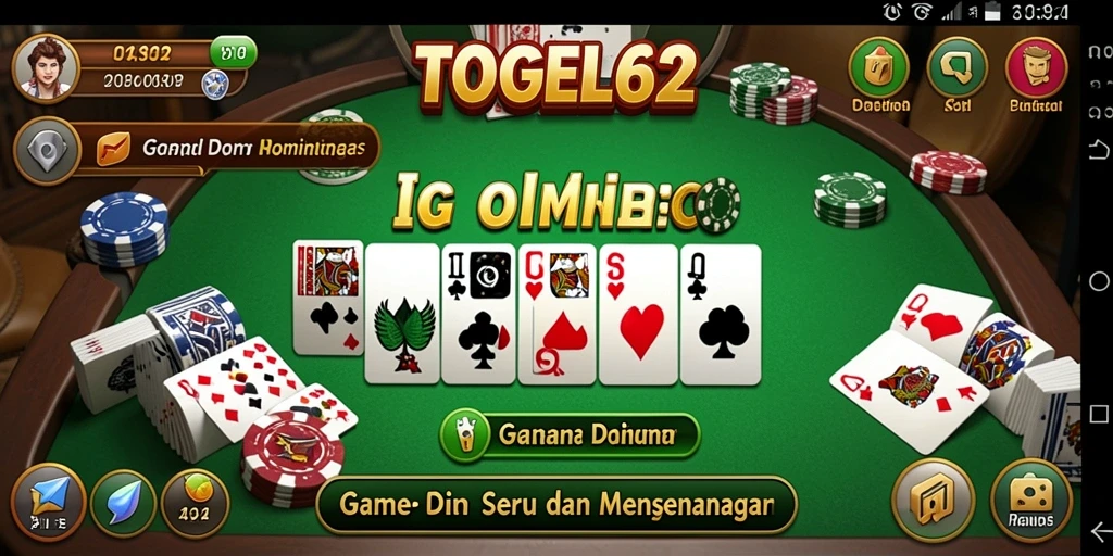 Tampilan gameplay TOGEL62 saat bermain Domino yang seru.